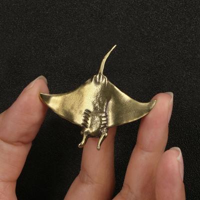 Retro Messing Ozean Teufelsfisch Fische beobachten Meerestiere Modell Fischglas Dekoration Actionfiguren Bildung Miniatur Kinderspielzeug
