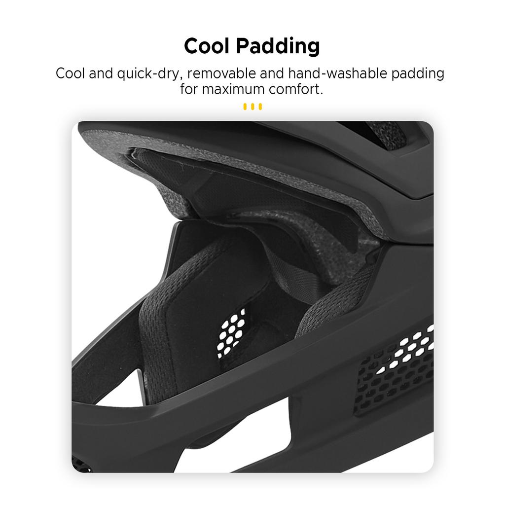 Mountain Bike Helmet Detachable Helmet Full Face Mountain Bike Helmet with Padding and + Silver Ion Straps