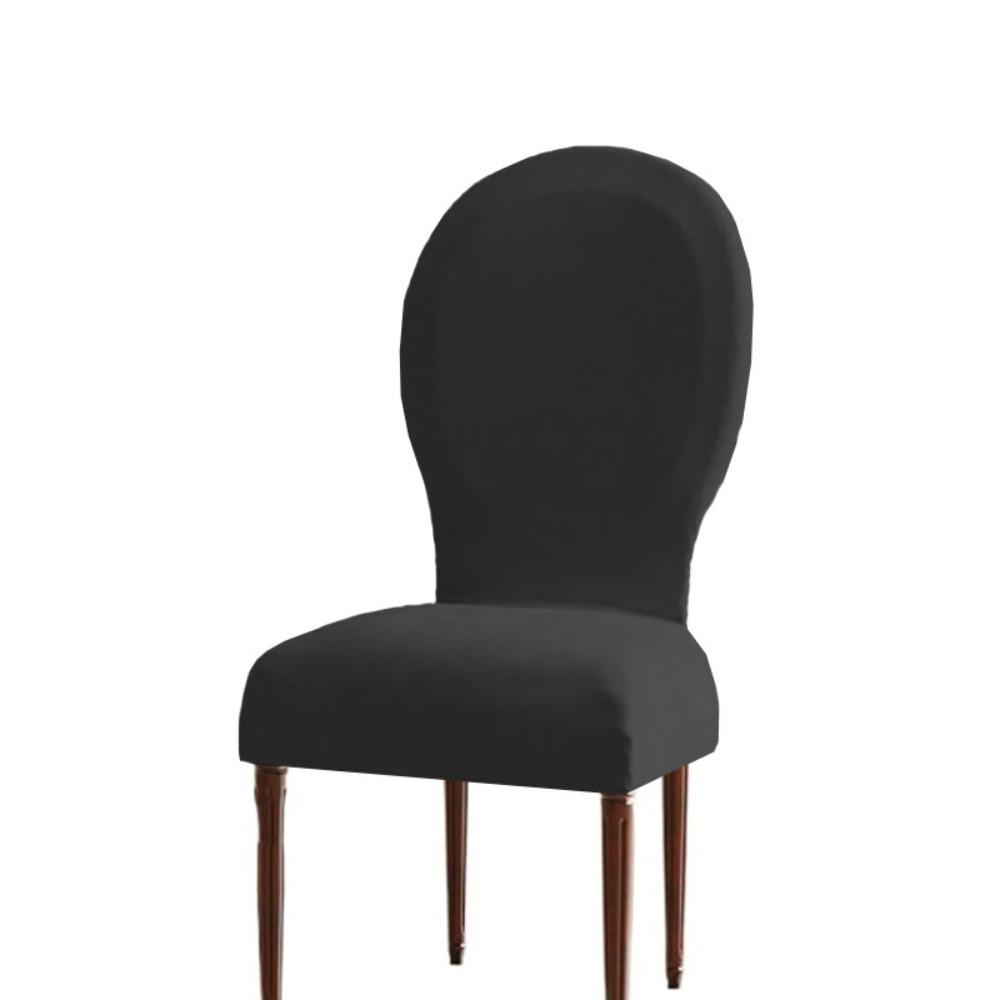 Solid Color Velvet Round Back Dining Chair Cover Stain-resistant Chair Dust Cover Dining Room чёрный