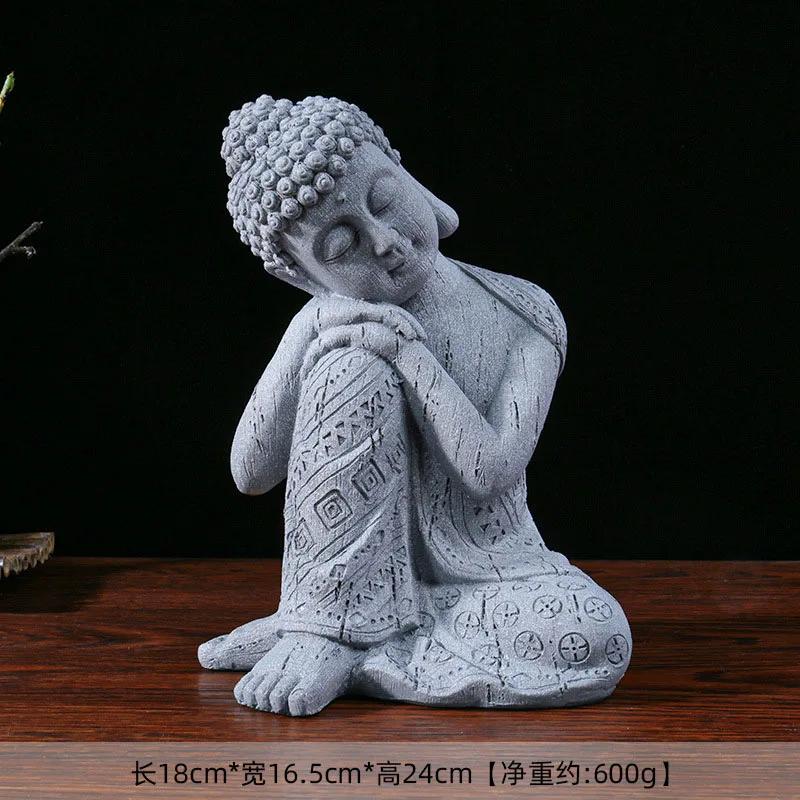 Statuia lui Buddha așezată în dormit din Asia de Sud-Est Artizanat din rășină Thailanda Hindu Fengshui Grădină Zen Birou Decorarea casei Meditație