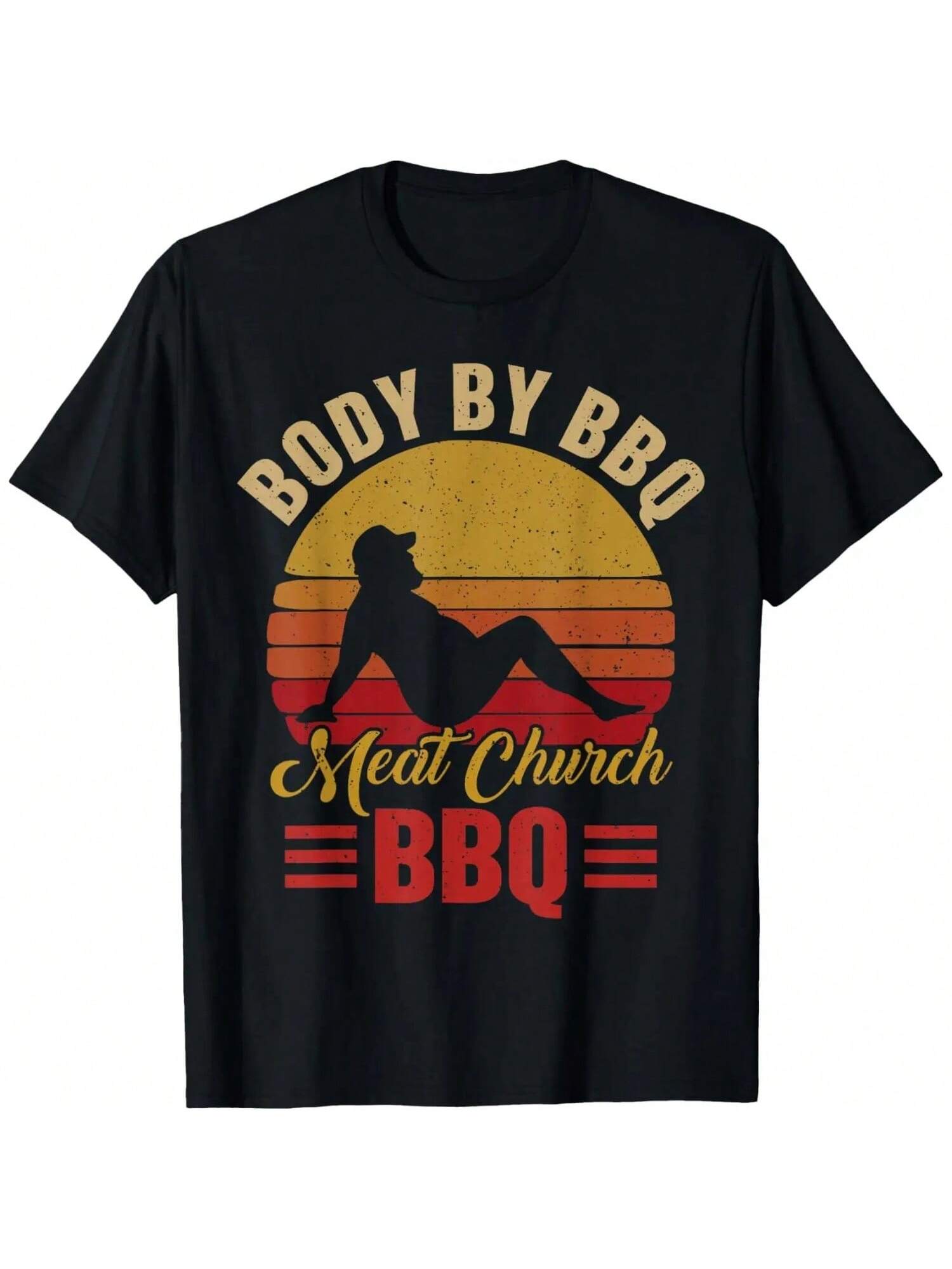 unisex Body By BBQ Vintage Meat Church Grilling Barbecue T-Shirt S разноцветный