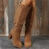 Stivali Donna Moda Inverno Nuovi Zip Laterale Tubo Lungo Scamosciato Sintetico Comfort Antiscivolo Tacco Alto Stivali Mujer