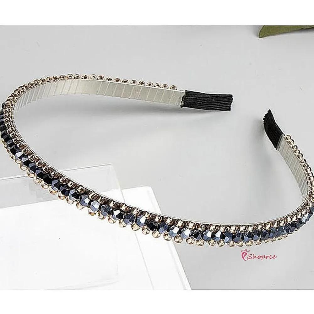 Headband Jewel Cubic Party Look Thin Bling Summer Hairband Women vwx692 1cm-White