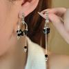 Black Irregular Ring Beaded Fringed Earrings, Retro Personality Creative Design Sense Cold Wind Temperament Earrings