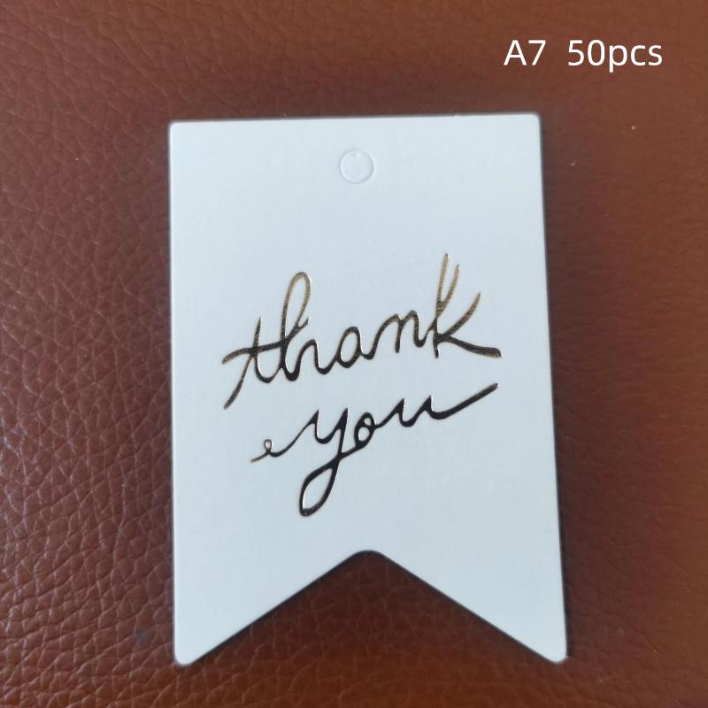 Thank You Tags 50Pcs Bronzing Stamping Black White Paper Card for Valentine's Day Gift Favor Retail Price Label