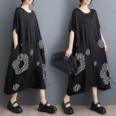 Lockeres Patchwork-Midikleid im Westernstil, künstlerisch, retro