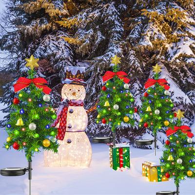 Christmas Tree Solar Lights Outdoor Waterproof LED Garden Lawn Landscape Festive Decorative Floor Lights Christmas Decor