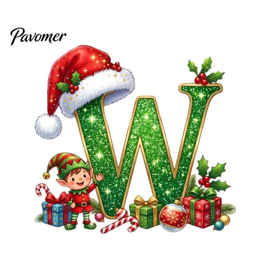 Holiday Tree Hanging Decor Personalized 26 Alphabet Christmas Ornament with Santa Hat Elf Design, Acrylic Cute Pendant for Mantel And Party