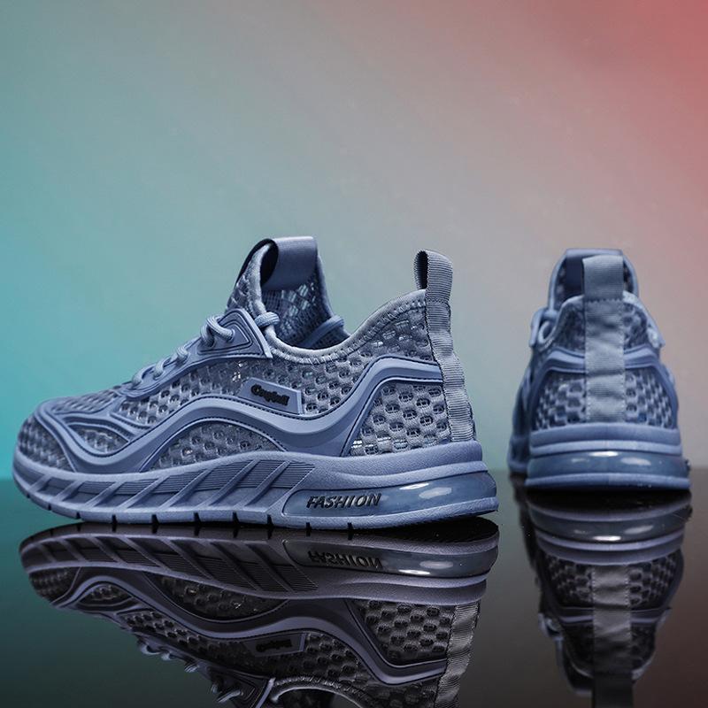 Mesh men's shoes summer breathable mesh daily versatile casual thick sole solid color sports style new men's trendy shoes