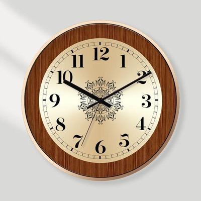 Retro Roman Numerals Wood Grain Quartz Wall Clock - Fashionable Round Clock for Living Room, In Stock & Fast Shipping