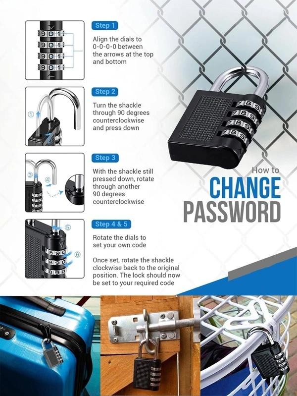 AJF Manufacturer Direct Customized Zinc Alloy Anti-Theft Password Security School Locker Combination Padlock Premium