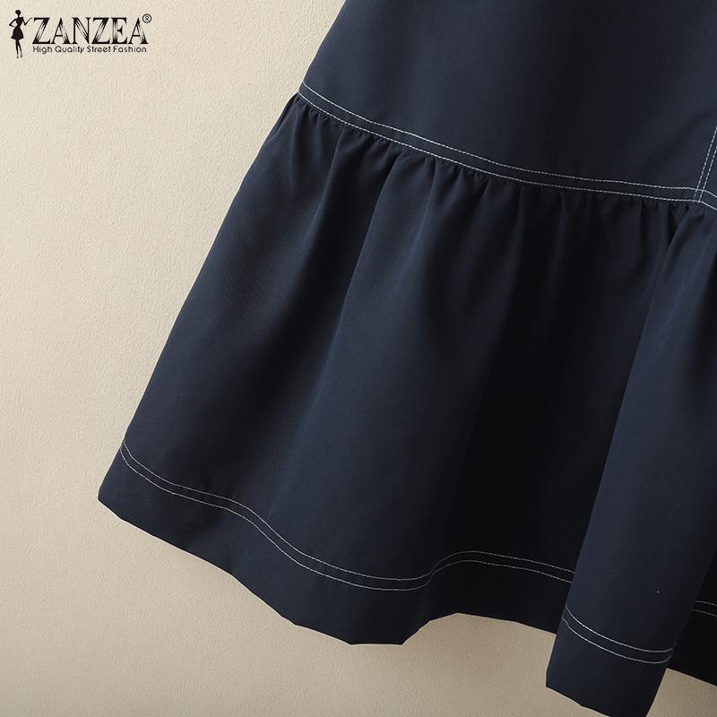 ZANZEA Women Casual Doll Collar Loose Summer Short Sleeve Dress