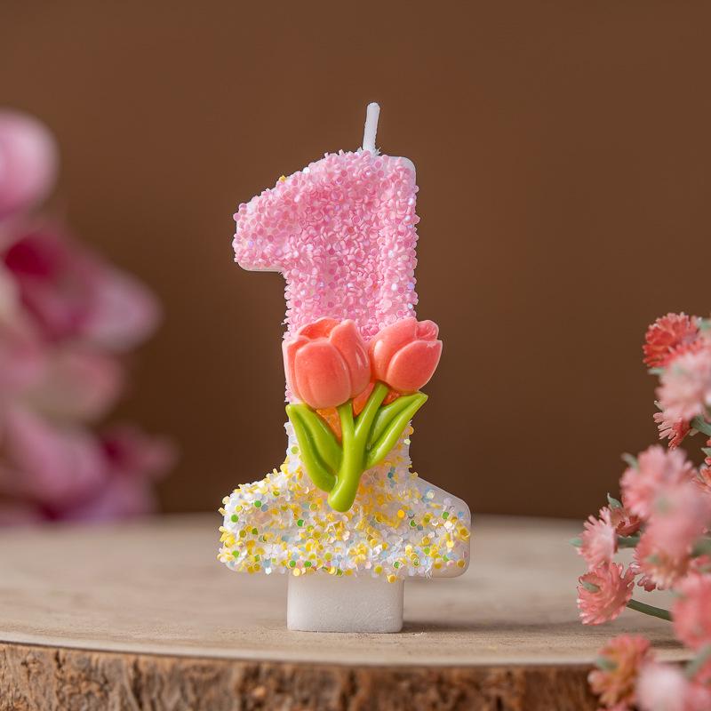 Creative Handmade 0-9 Birthday Flower Candle for Cakes and Desserts