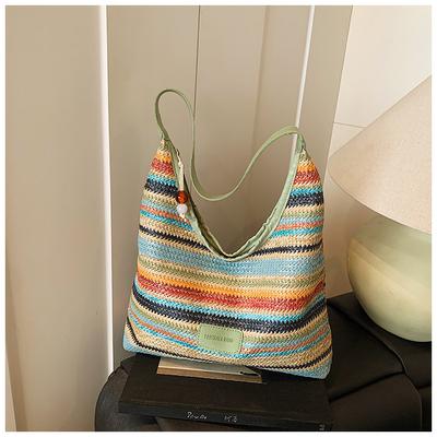 Böhmische gewebte Strohtasche Damen große Kapazität 2025 neue Sommer Schulter Strandurlaub Strandtasche