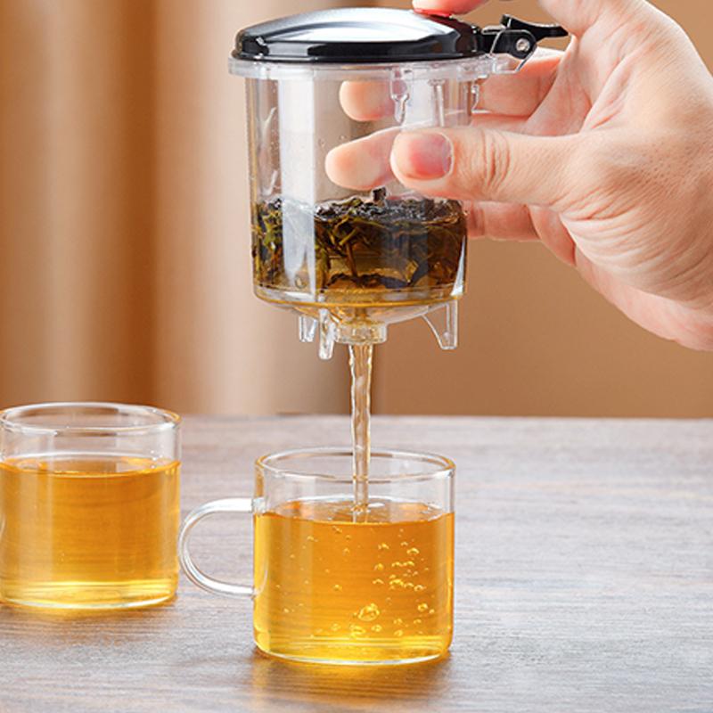 Teapot With Infuser Thickened Glass Heated Resistant Tea Pot One-Button Filtering Tea Separation Kettle Tea Coffee Maker