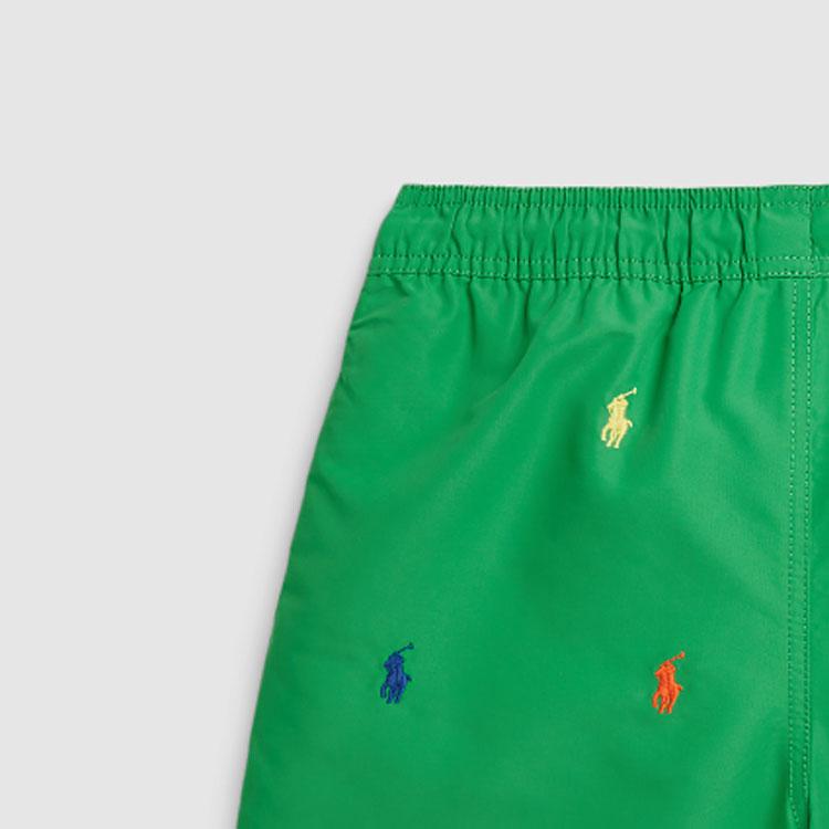 Polo Ralph Lauren SS24 Pony Embroidered Mid-Rise Drawstring Straight-Leg Beach Shorts Kids Shorts Academy-Green CWPOSWMYCX20072-300