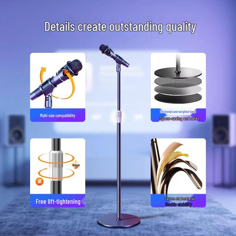 Professional Floor-standing Phone & Tablet Stand with Microphone Holder for Live Broadcasts and Streaming
