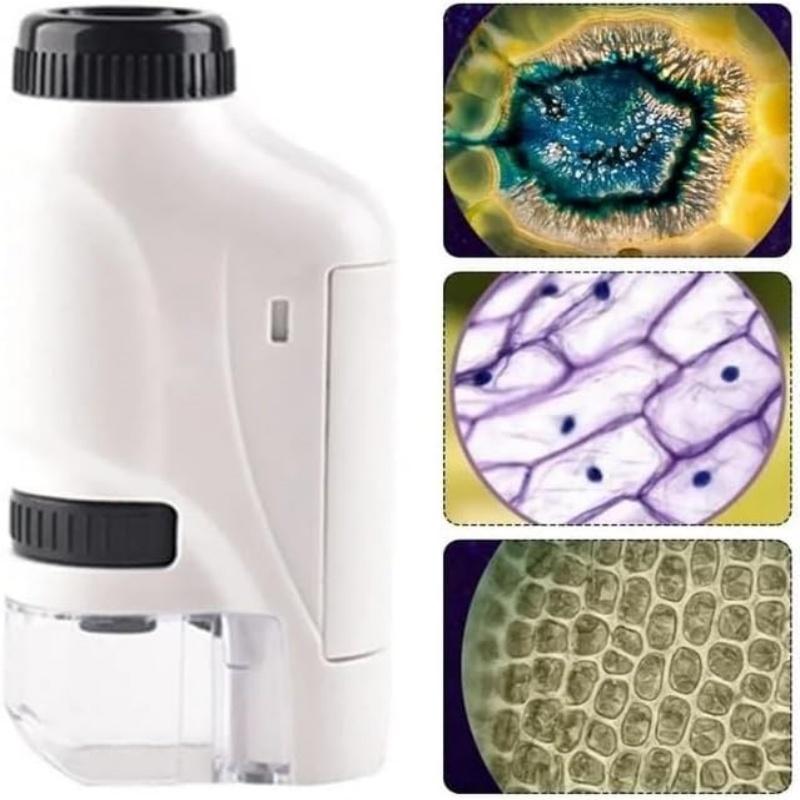 Kinder Taschen Mini Tragbares Mikroskop 60x-120x LED Beleuchtetes Handmikroskop Schüler Wissenschaftsexperiment Ausrüstung Set Geschenk