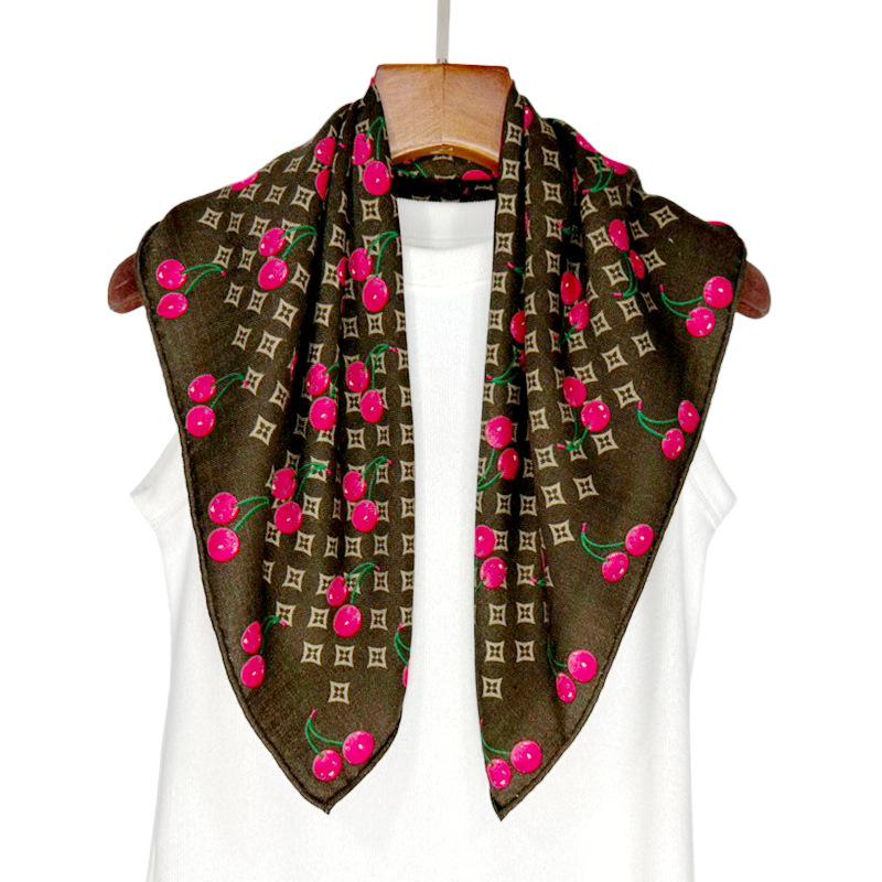 

Silk Wool Cherry Flower Winter Scarf Shawl - Mulberry Silk Double-Sided Dual-Use