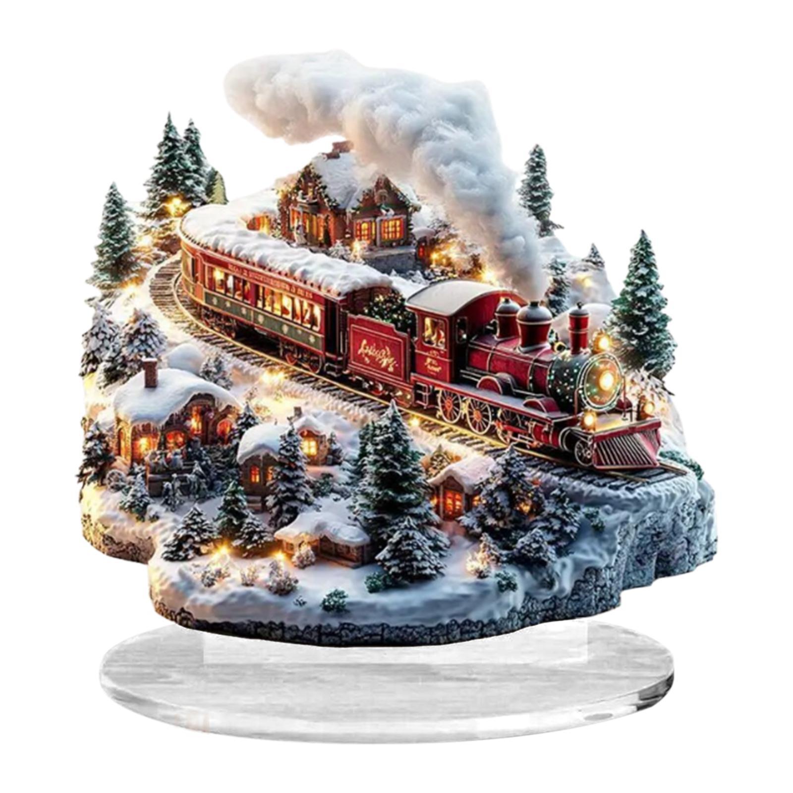 

Christmas Decorations Acrylic House Plaque Ornaments Home Decor Acrylic 2D Flat Railway Train for Home Party Supplies Desktop разноцветный