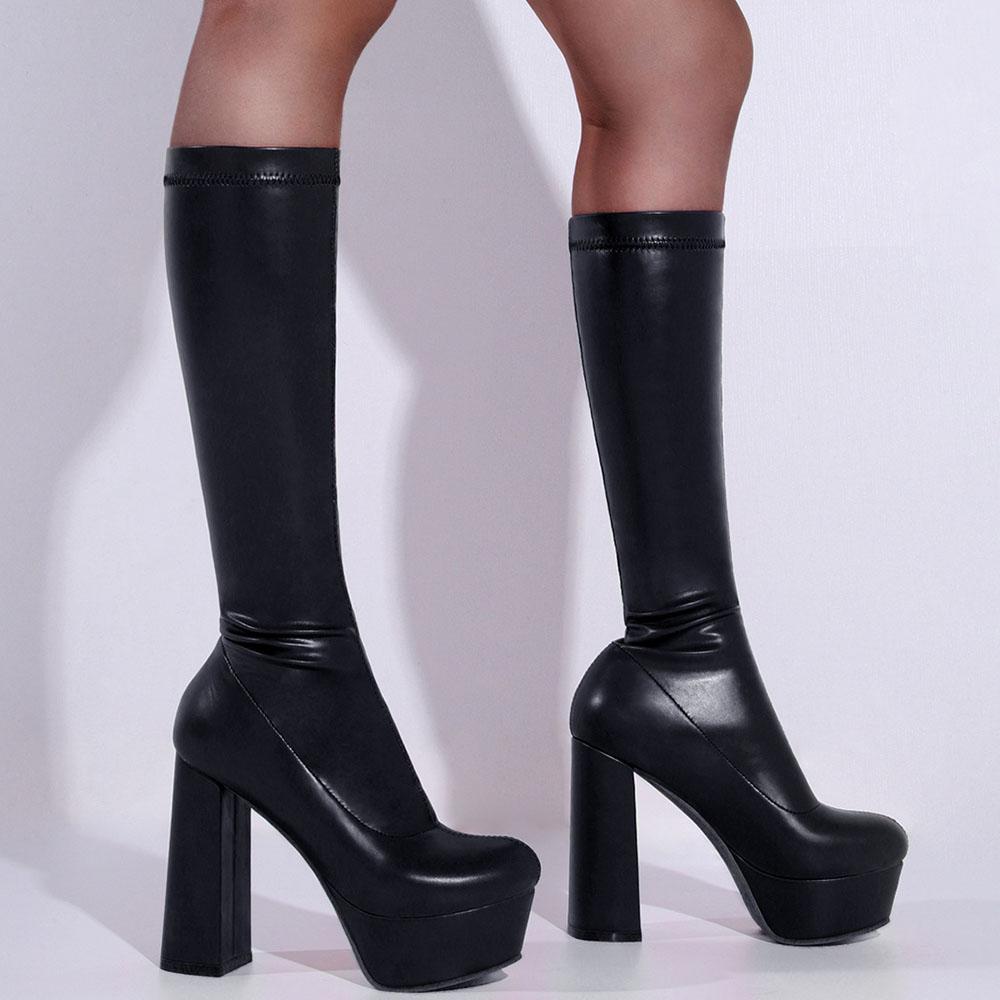 Big Size 43 Chunky Platform Mid-Calf
