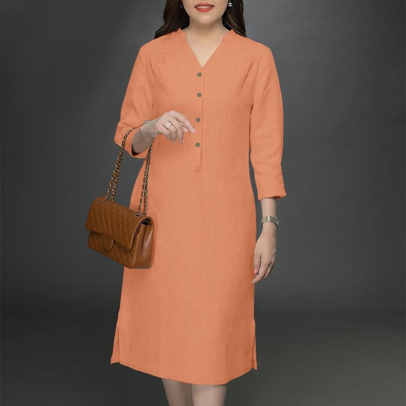 

ZANZEA Женское повседневное платье с V-образным вырезом, однотонное, с рукавами 3/4, свободного кроя XL