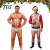 Creative Costumes for Drag Events Funny Dad Bod Jumpsuit, Ugly Christmas One-Piece 3D Printed Hoodie Comfortable Loungewear Parties Romper Men,
