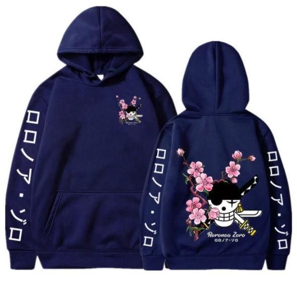 Unisex Fleece-Lined Zoro Anime Hoodie Sweatshirt