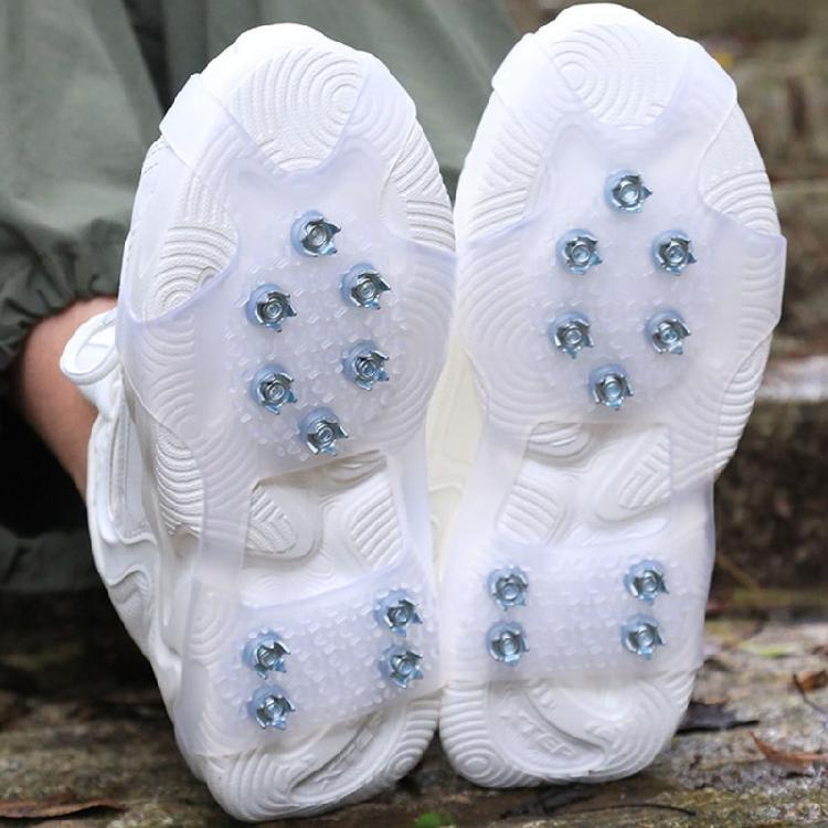 Ice Cleats With 10 Steel Spikes Elastic Silicone Traction Aids For Winter Boots Hiking Shoes Covers Ice Grippers Unisex