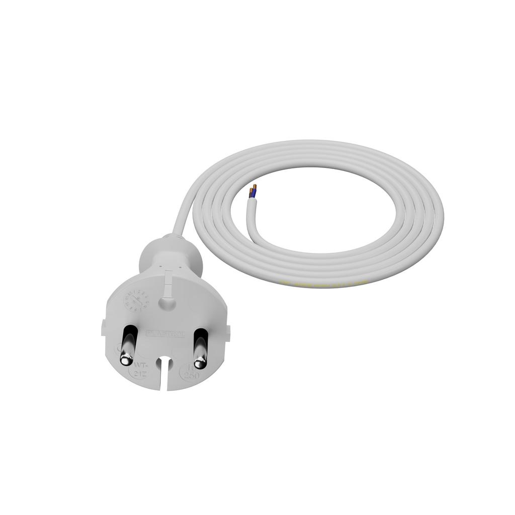 1.5M Connection Cable With Straight Plug 2X1Mm2 White Power Cable