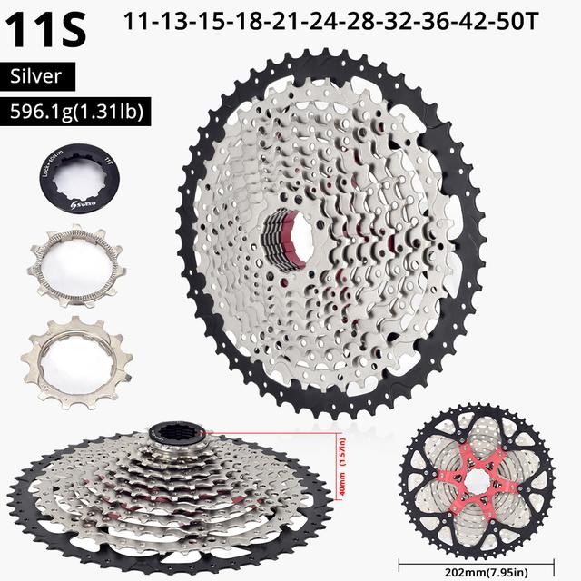 SWTXO Fahrradkassette 12 11 10 9-Gang-MTB-Ratsche HG 8 V 9 V 11 V 12 V 10 V Mountainbike-Kettenrad 32/36/40/42/46/50T