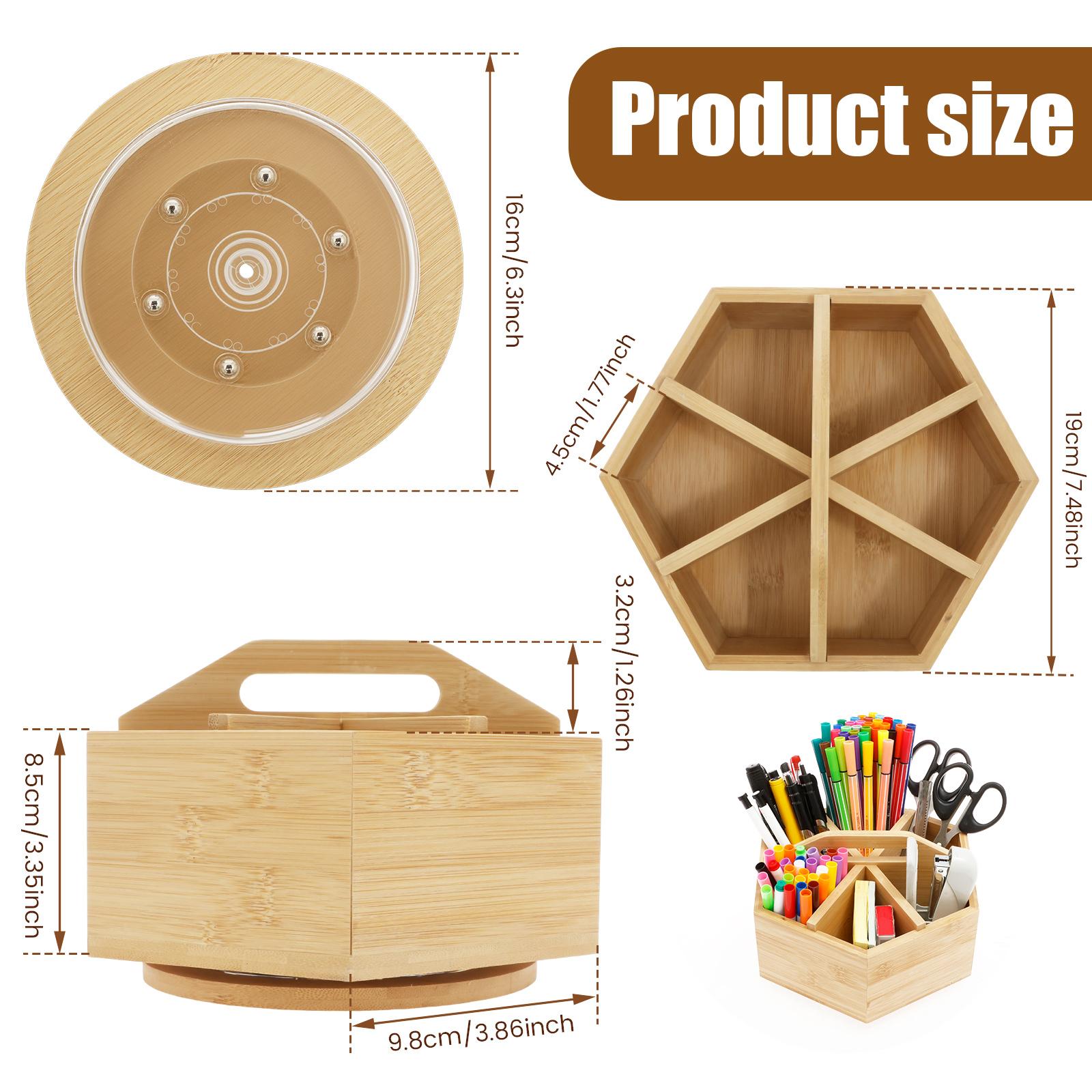 

Rotating Pen Holder Wooden Desk Organizers Large Capacity Pencil Storage Box Versatile Stationery Organizers for School Office