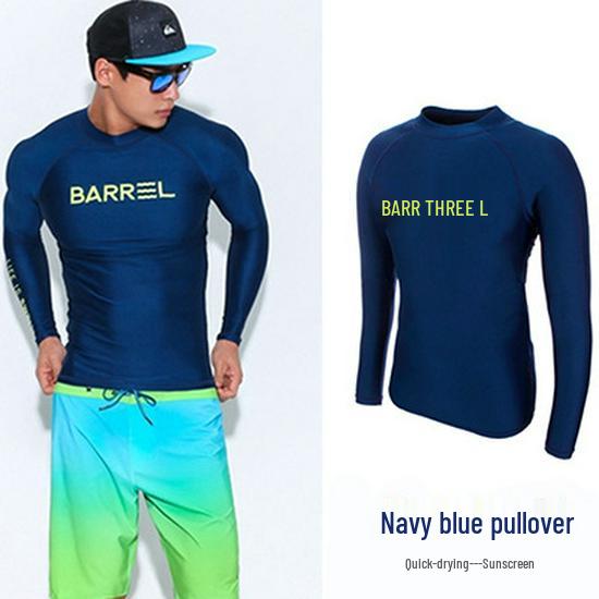 Men's Quick-Dry Long Sleeve Wetsuit for Surfing, Snorkeling, and Water Sports - Sun Protection & Jellyfish Defense.