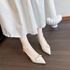 Retro bow light mouth thin heel empty sandals women's spring new pointed high heel sandals