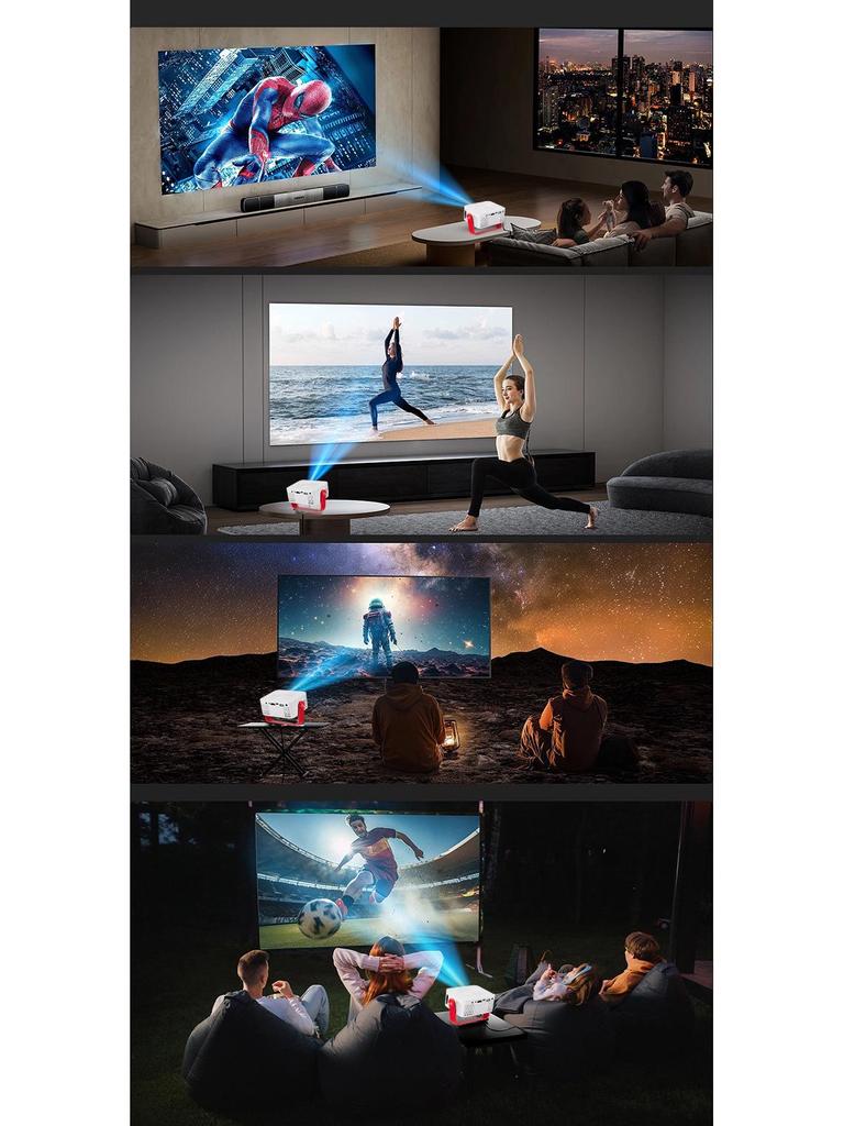 M60 Portable 1080P HD Projector with WiFi and Screen Mirroring, Lightweight for Home Use