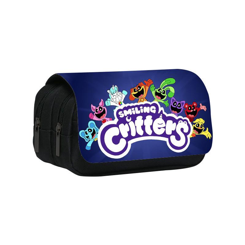 Smiling Critters Kids Pencil Bag With Durable Nylon For School And Travel