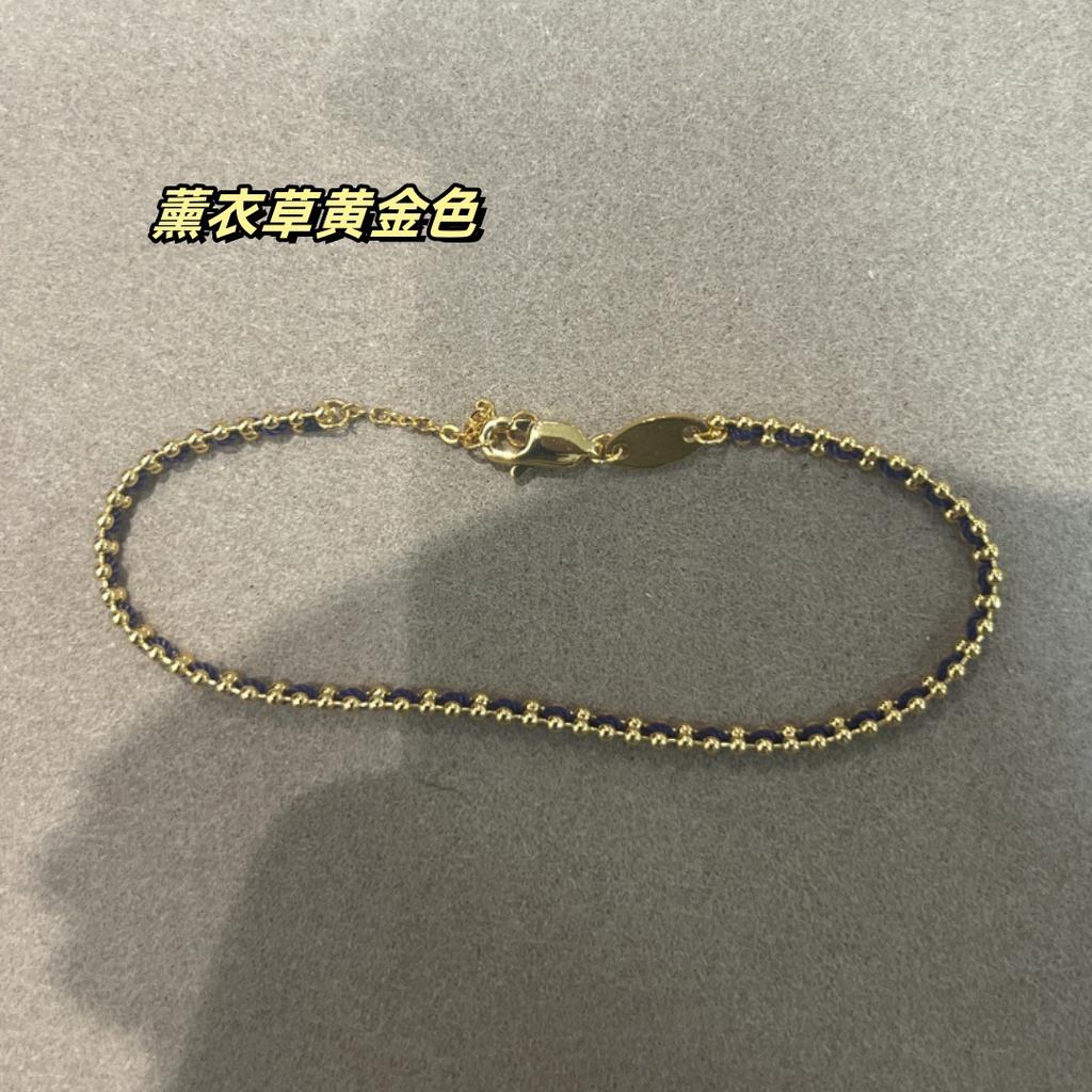 French Red Rope Woven Bracelet Plated With 18K Chain Gold Beads Hand-Woven Lucky Lavender Purple Hand Rope