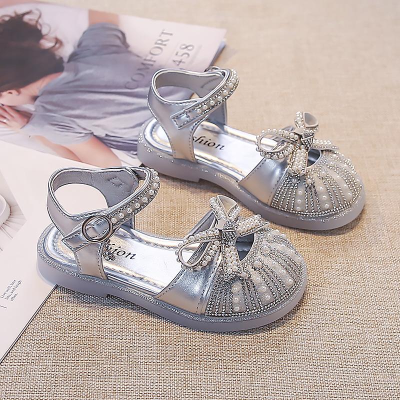 Girls Sandals Summer New Children's Princess Sandals Soft Sole Bag Head Baby Girl Shoes Summer Crystal Shoes