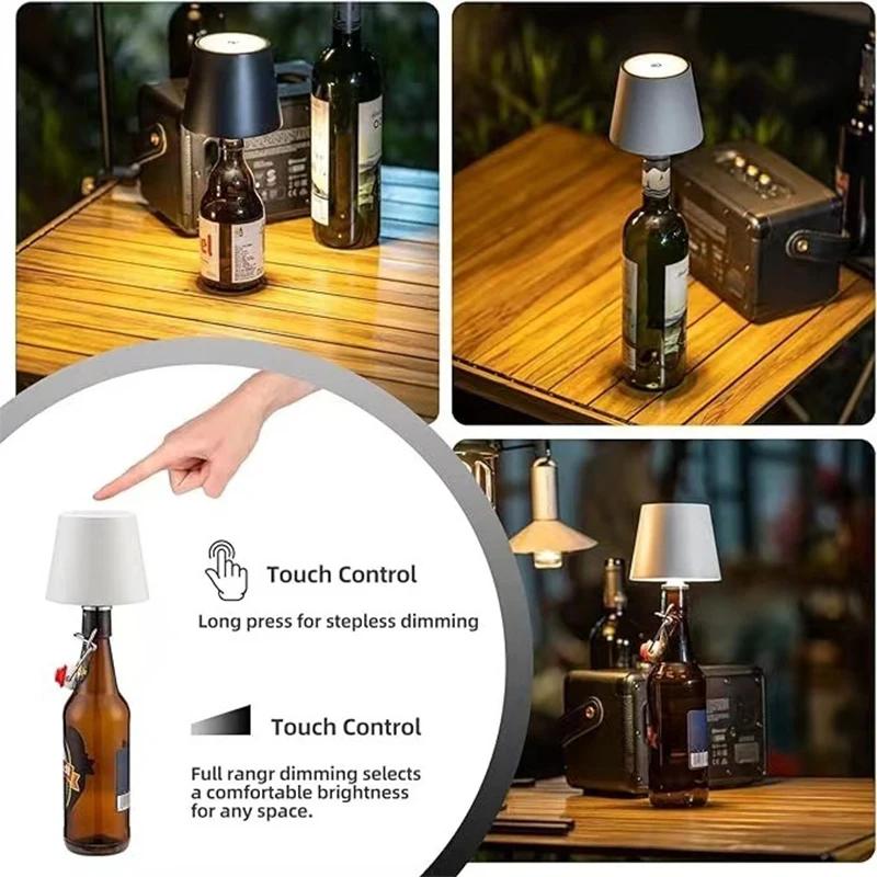 1 ks Bezdrátová láhev Stolní lampa Dotykové ovládání 3 barev a plynulé stmívání Noční lampa Vhodná pro bar Vínové láhve Stolní světla