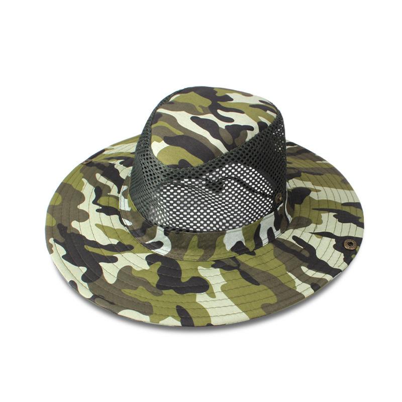 Updated Tactical Camouflage Male Bucket Hat Breathable Mesh 9cm Brim Sun Hat Male Foldable Outdoor Jungle Hunt Camping Angling  Practical Use
