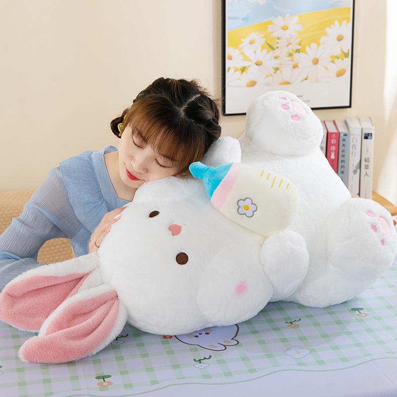 Cute Soft Cute Bottle Rabbit Plush Toy Doll Children Soothing Rag Doll Birthday Gift Throw Pillow Girl