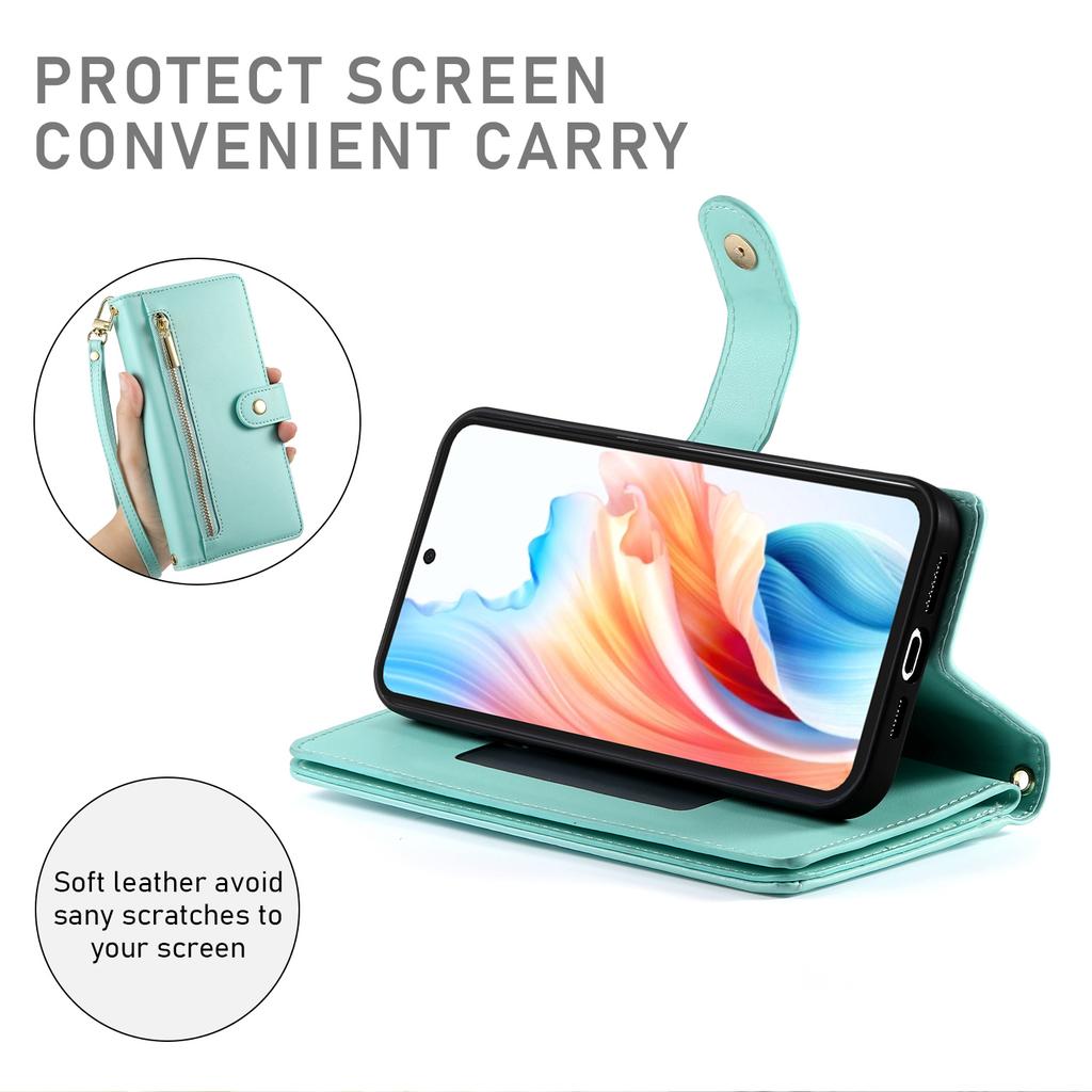 For Realme 14 5G Wallet Case Magnetic Closing PU Leather Phone Cover with Wrist Strap