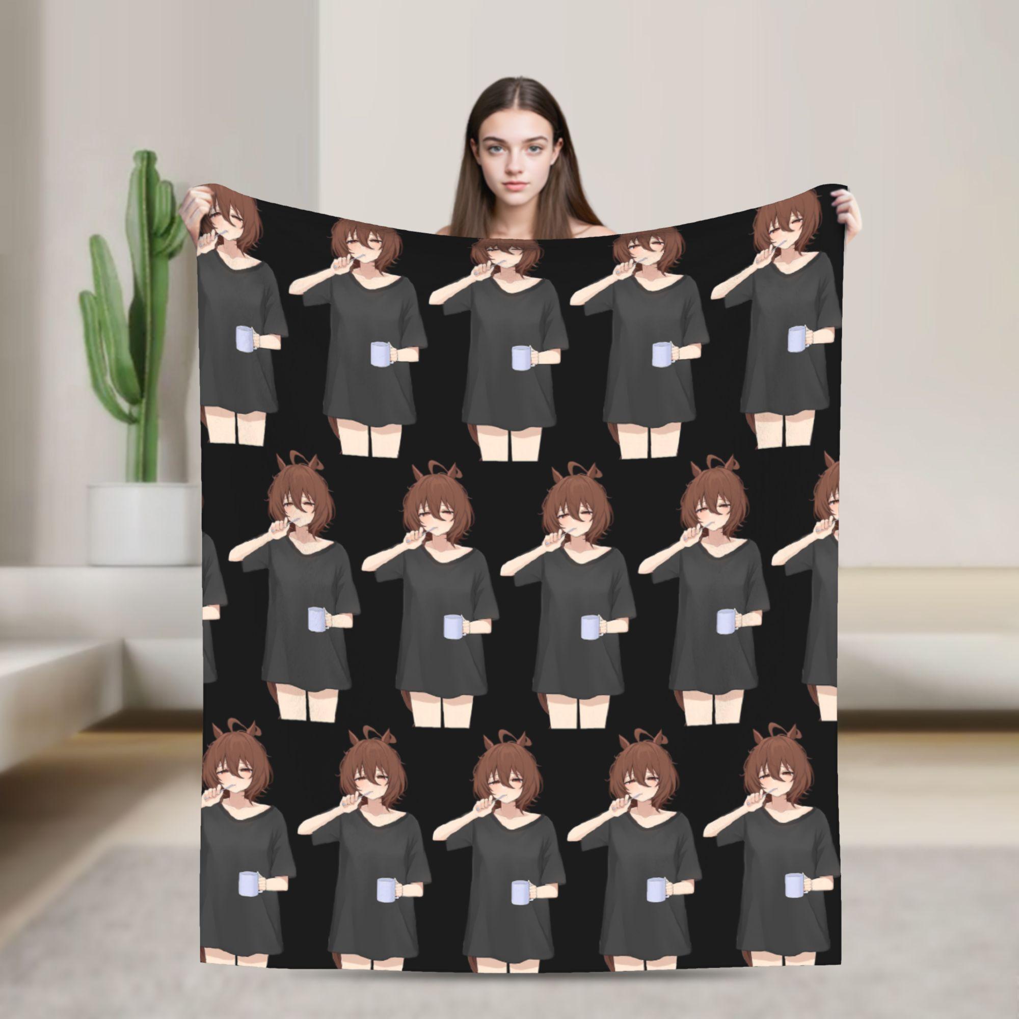 

Rice Shower Umamusume Pretty Derby Blankets Coral Fleece Plush Autumn Lightweight Thin Throw Blankets for Bedding Office Quilt 75x90cm