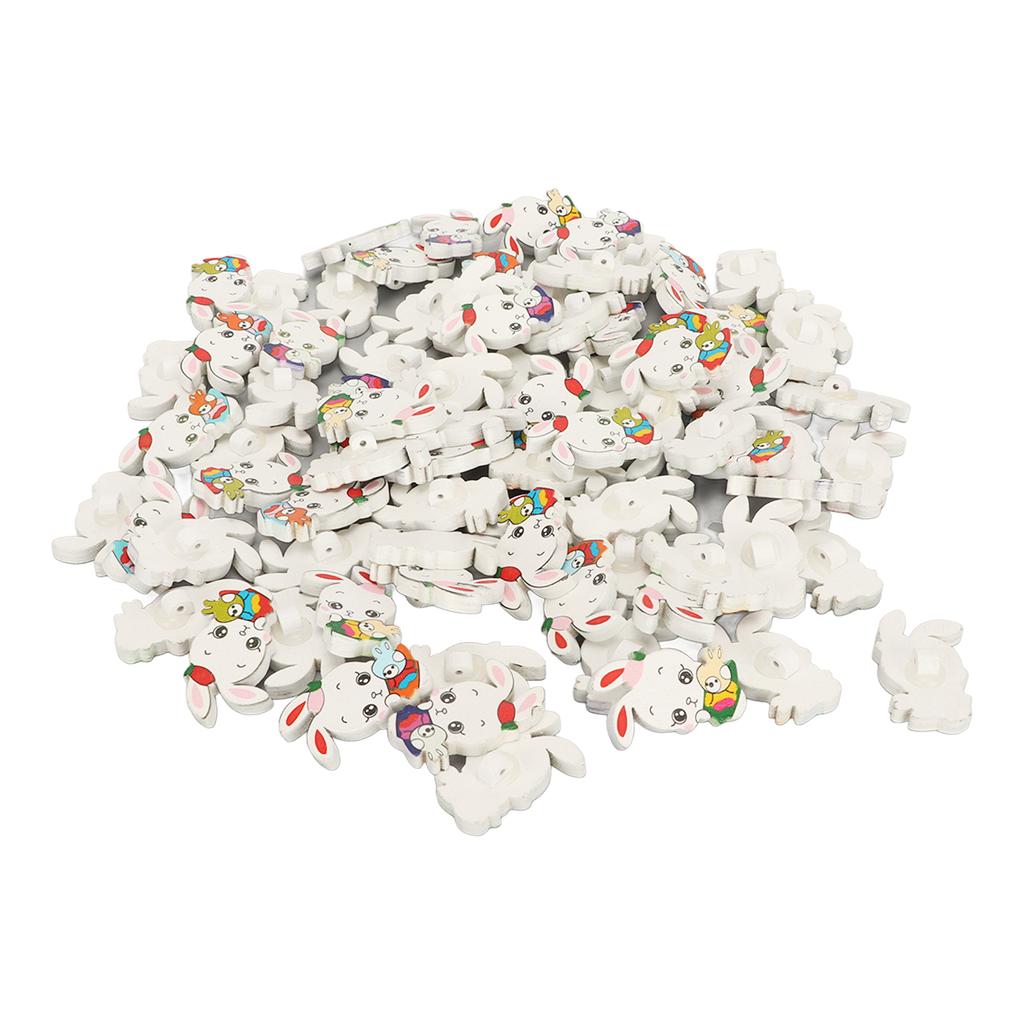 80pcs Wooden Bunny Buttons Exquisite Lightweight Wood Buttons Sewing Buttons with Small Hole for Clothes Knitting