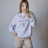Women's Half Zip Turn Down Collar Sweatshirt Oversize Loose Fit Letter Wing Print Fleece Lined Pullover Top