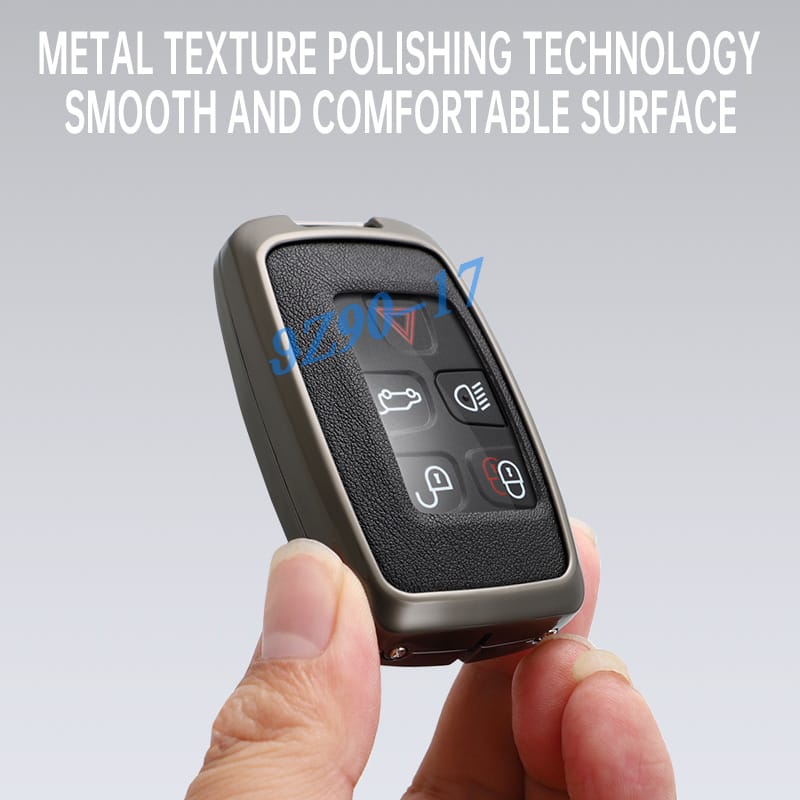 Metal Leather Car Key Fob Case Cover Keychain For Land Range Rover Sport Evoque Velar Discovery 4 Lr4 Jaguar Xe Xf Xj