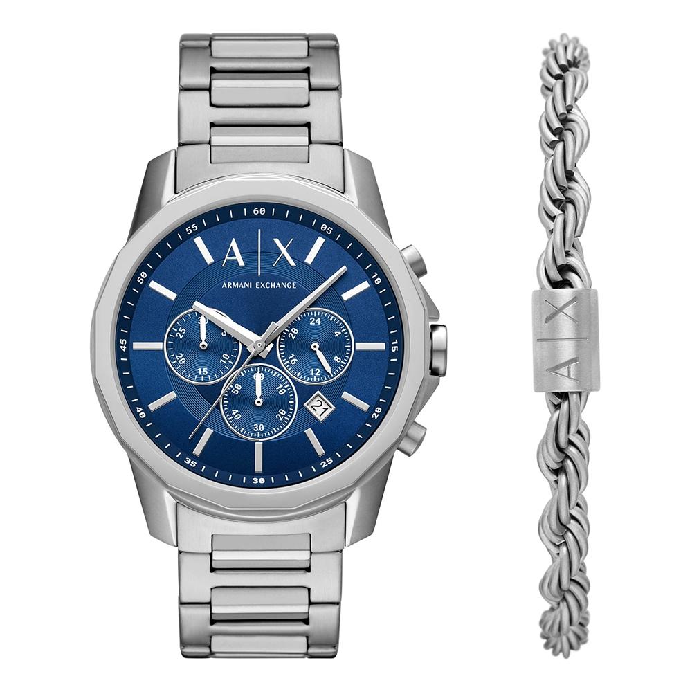 

Armani Exchange Чоловічий металевий годинник Хронограф Набір браслетів ax7176Set AX7176SET