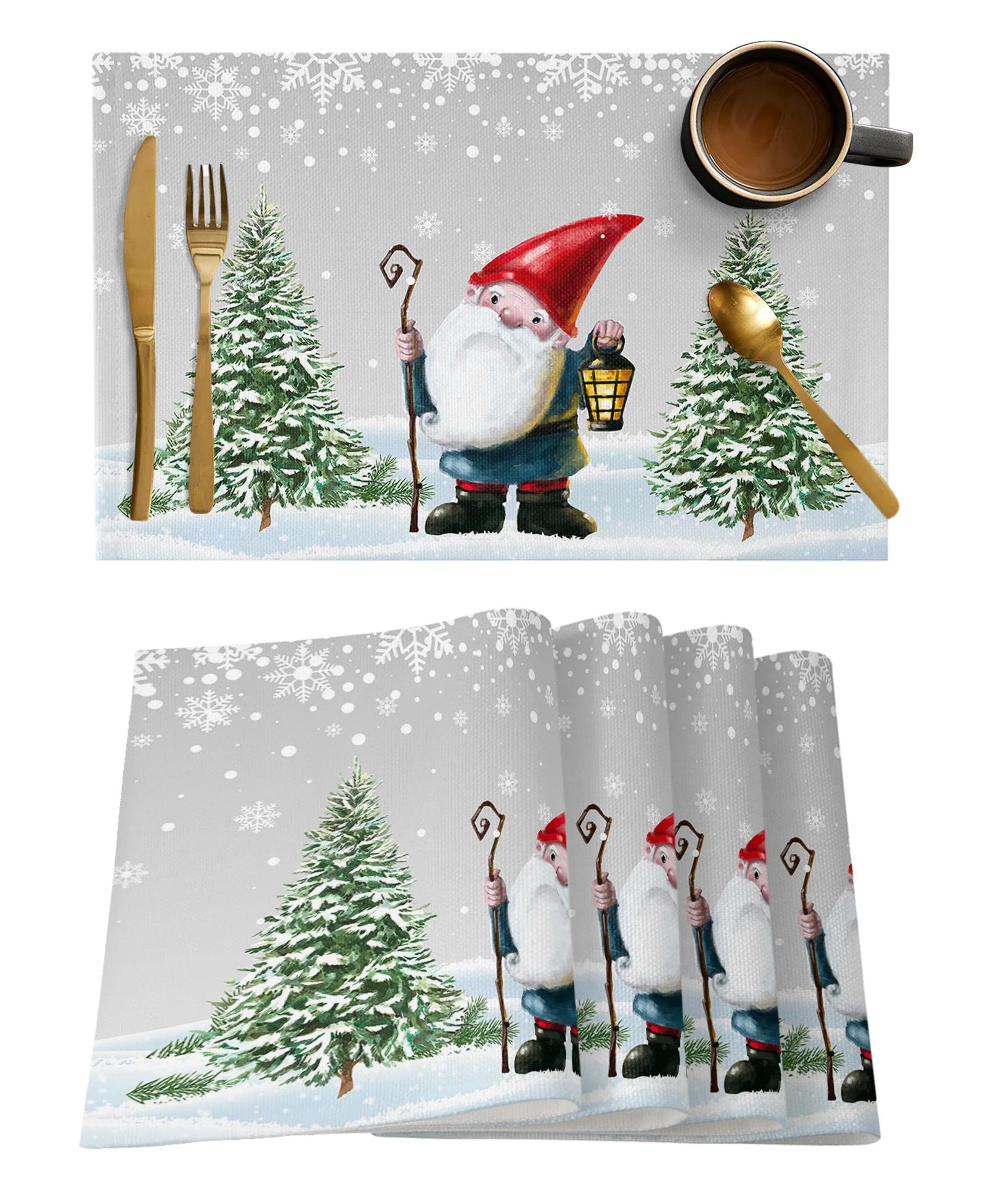 

Christmas Placemats 12×18 Inches Christmas Tree Snowman Holiday Indoor Kitchen Dining Table Place Mats for Home Party Decoration 2pcs 30x45cm