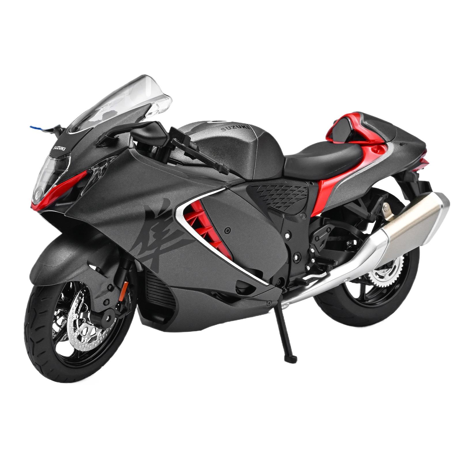 1/12 Suzuki Hayabusa Alloy Die Cast Motorcycle Model Vehicle Collection Sound and Light Off Road Autocycle Toys Car серый