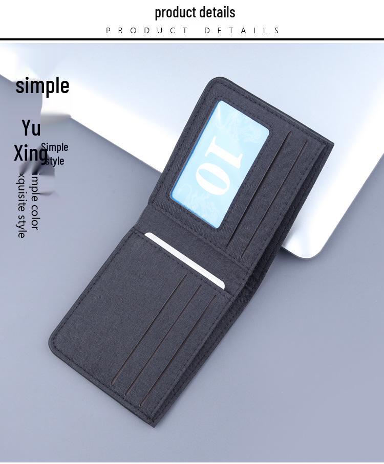 Men's Canvas & Leather Bi-Fold Wallet with Anti-Demagnetization Card Holder